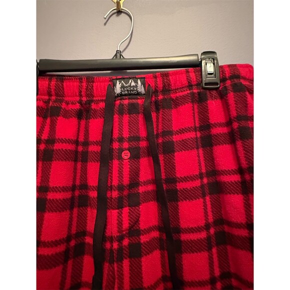 Lucky Brand Men's Flannel Pajama Pants Red/Black Plaid Size L Drawstring - Picture 2 of 6